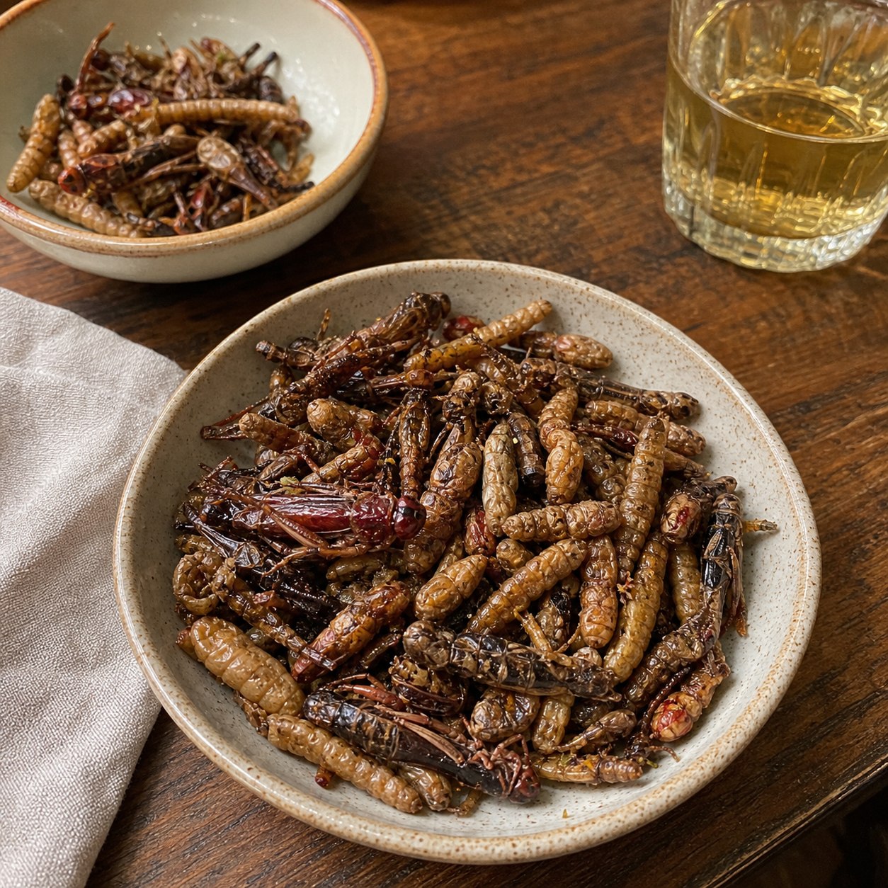 Customer photo of a mixed edible insect snack bowl